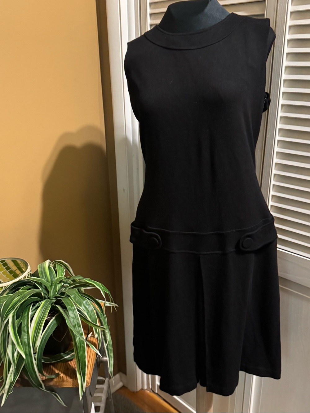 Calvin Klein Black Sleeveless Mini Dress with Waist Accent